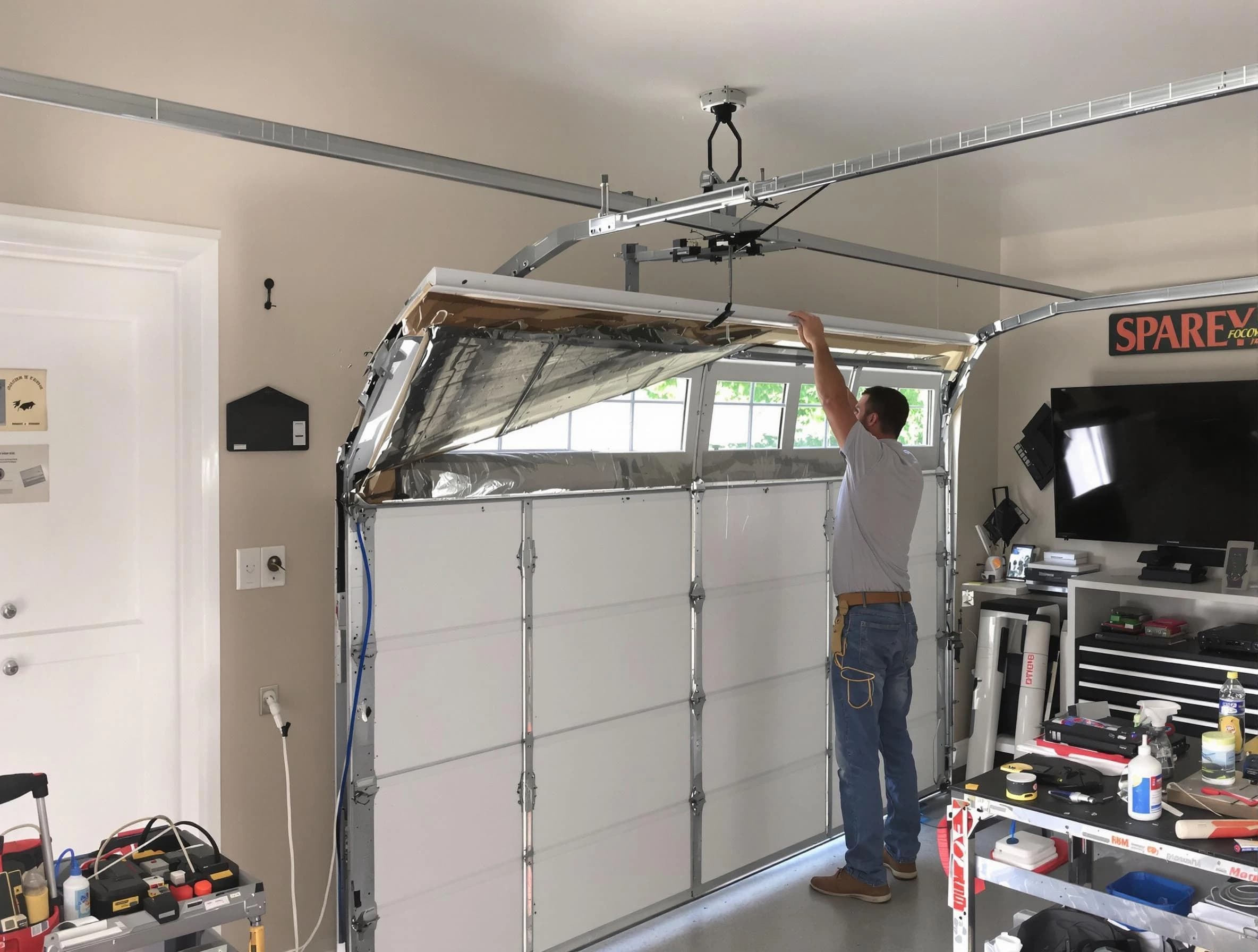 Garage door section replacement by Montville Garage Door Repair in Montville